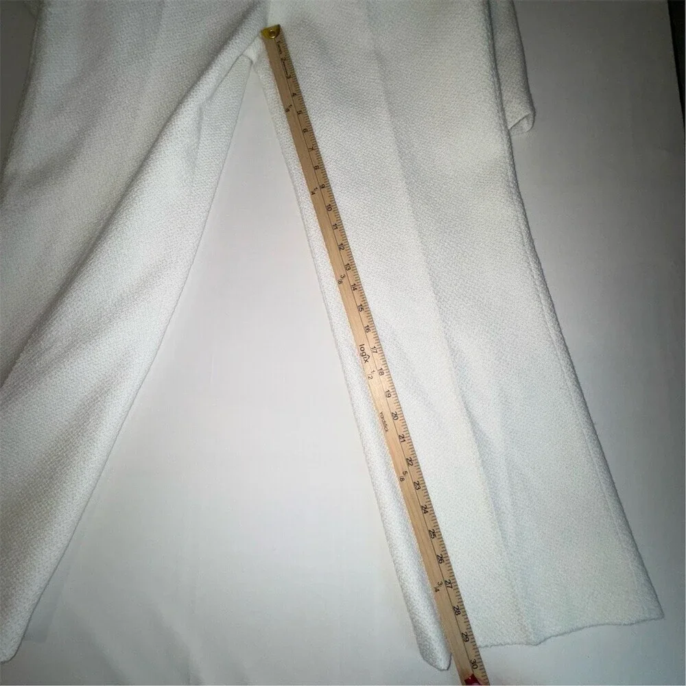 FEHAUTE Jumpsuit Womens Size 4 White Tweed Wide-Leg Pockets Quiet Luxury - Picture 13 of 16